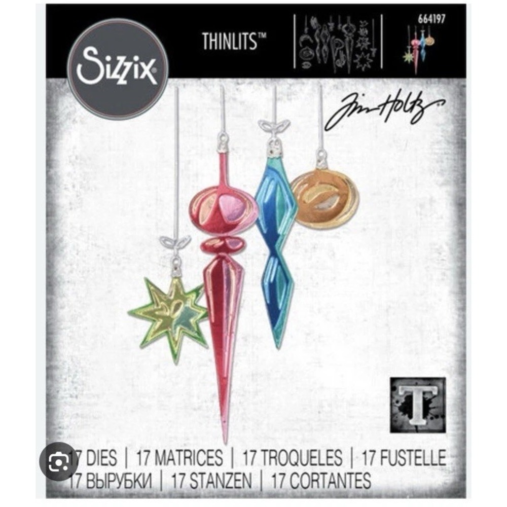 SIZZIX Tim Holtz Hanging Ornaments Thinlits Die Set Christmas Decorations 664197